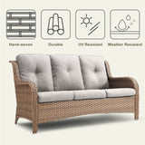 6 Pieces All Weather Wicker Sofa Patio Chair Set