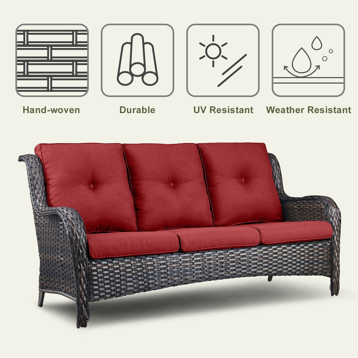 6 Pieces All Weather Wicker Sofa Patio Chair Set