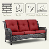 6 Pieces All Weather Wicker Sofa Patio Chair Set