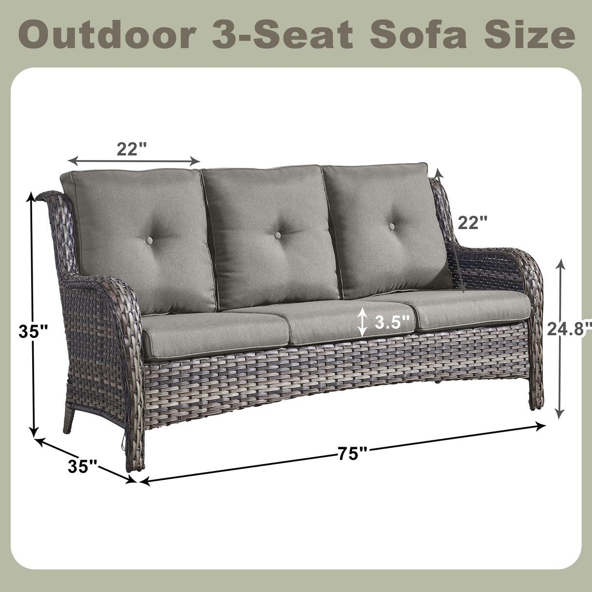6 Pieces All Weather Wicker Sofa Patio Chair Set