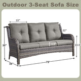 6 Pieces All Weather Wicker Sofa Patio Chair Set