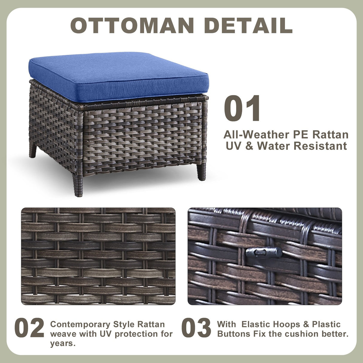 6 Pieces All Weather Wicker Sofa Patio Chair Set