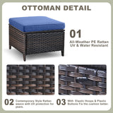 6 Pieces All Weather Wicker Sofa Patio Chair Set