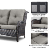 6 Pieces All Weather Wicker Sofa Patio Chair Set