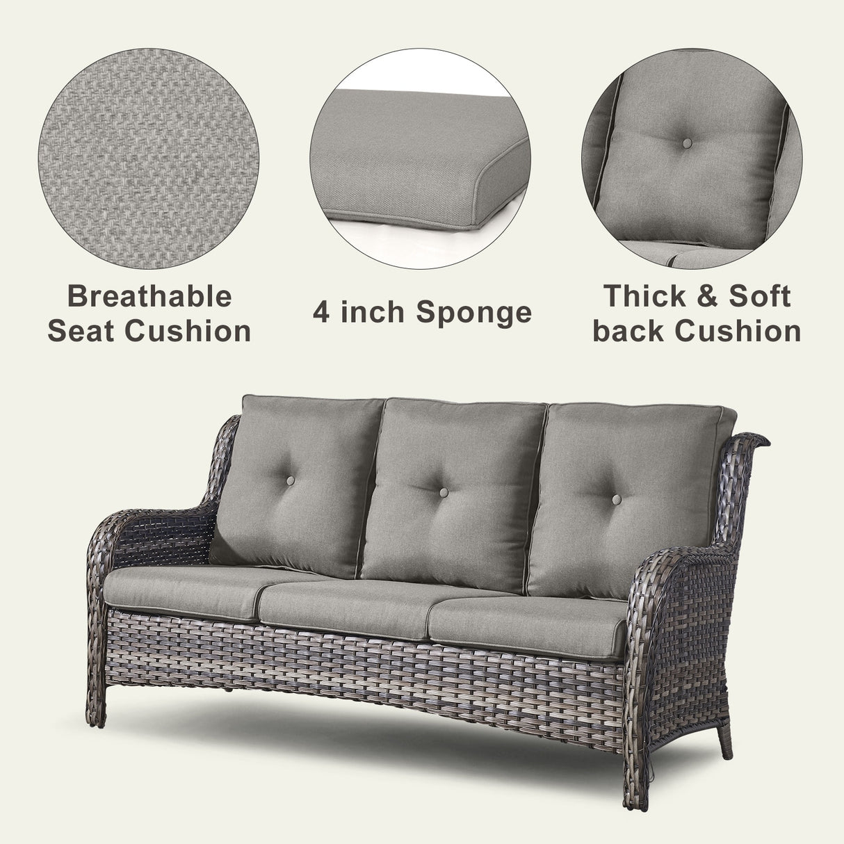 6 Pieces All Weather Wicker Sofa Patio Chair Set