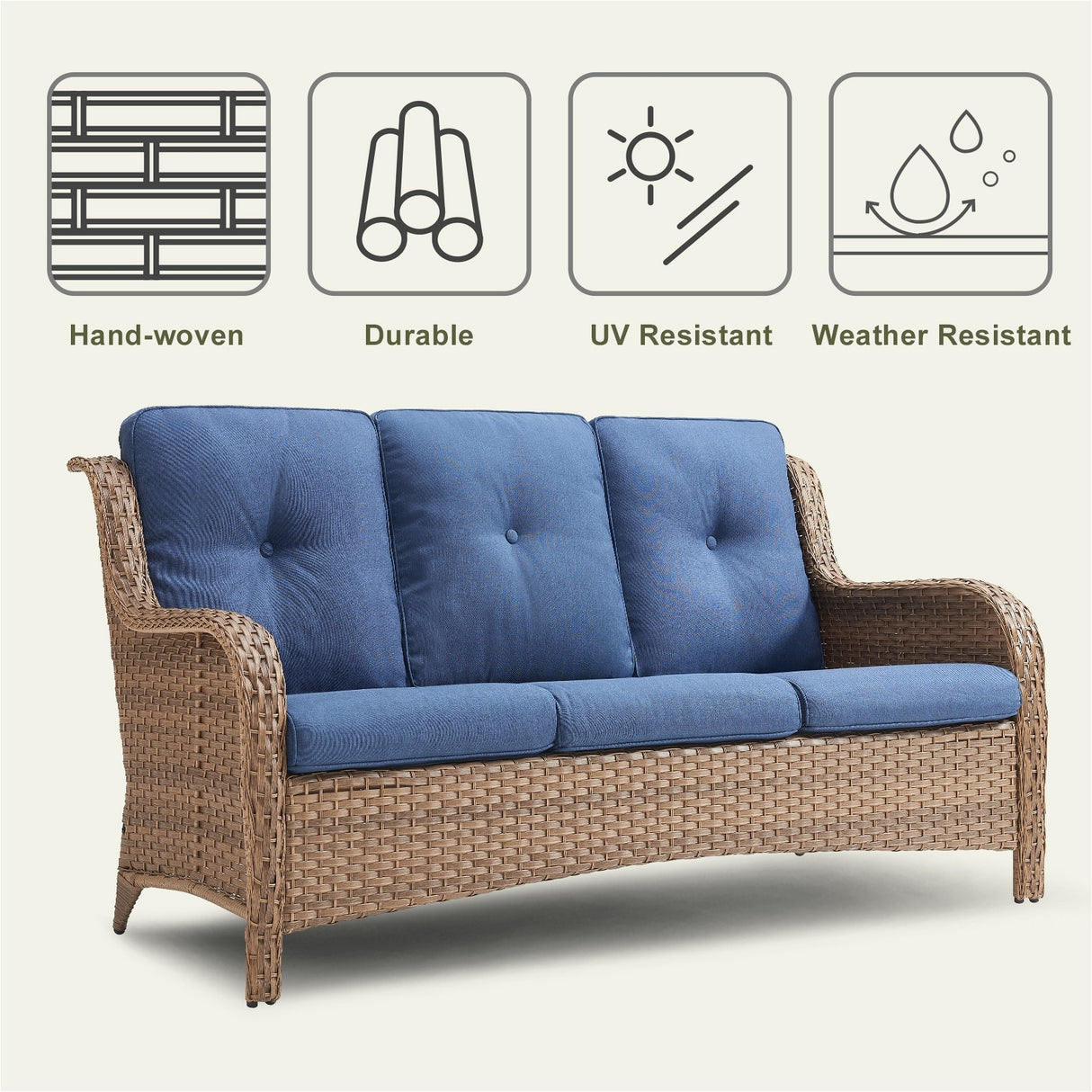 6 Pieces All Weather Wicker Sofa Patio Chair Set