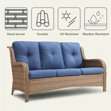 6 Pieces All Weather Wicker Sofa Patio Chair Set