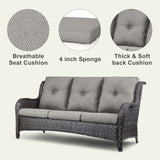 6 Pieces All Weather Wicker Sofa Patio Chair Set