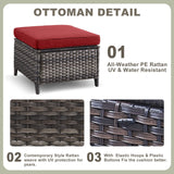 6 Pieces All Weather Wicker Sofa Patio Chair Set
