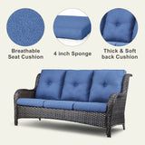 6 Pieces All Weather Wicker Sofa Patio Chair Set