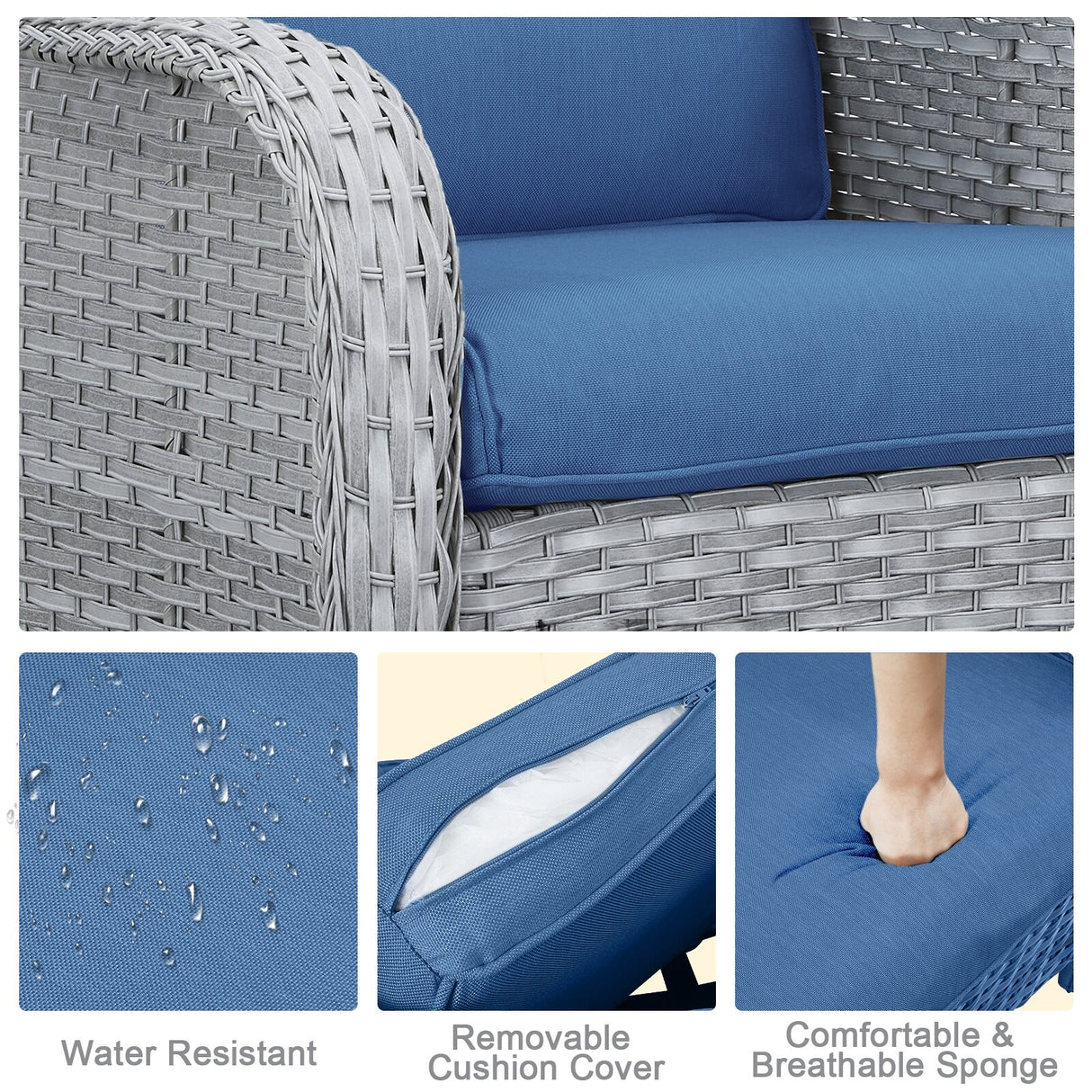 6 Pieces All Weather Wicker Sofa Patio Chair Set