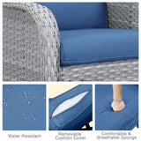 6 Pieces All Weather Wicker Sofa Patio Chair Set