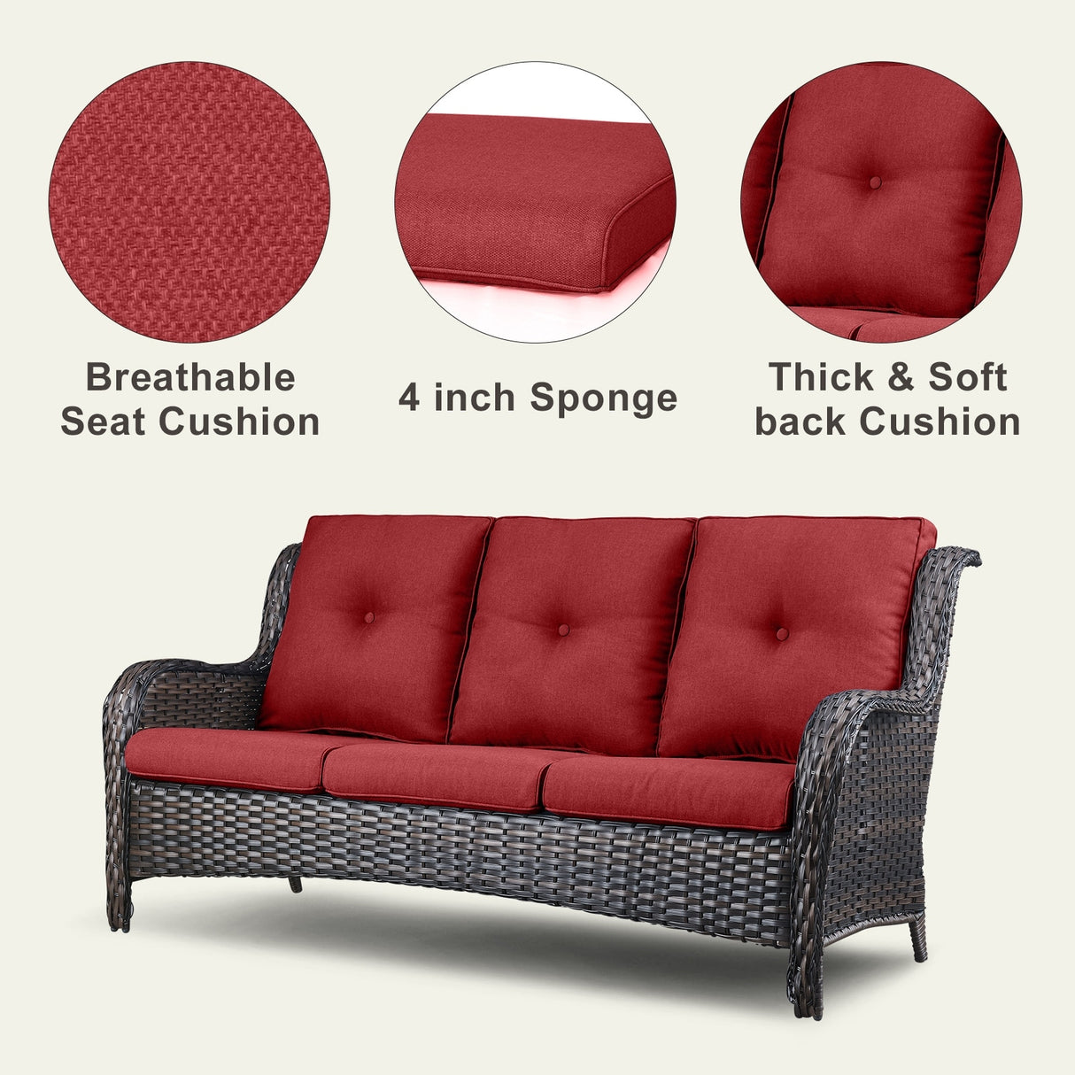6 Pieces All Weather Wicker Sofa Patio Chair Set