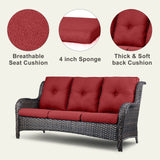 6 Pieces All Weather Wicker Sofa Patio Chair Set