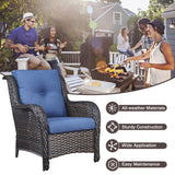 6 Pieces All Weather Wicker Sofa Patio Chair Set