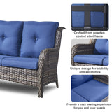 6 Pieces All Weather Wicker Sofa Patio Chair Set