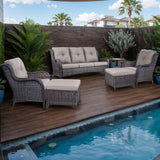 6 Pieces All Weather Wicker Sofa Patio Chair Set