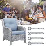 6 Pieces All Weather Wicker Sofa Patio Chair Set