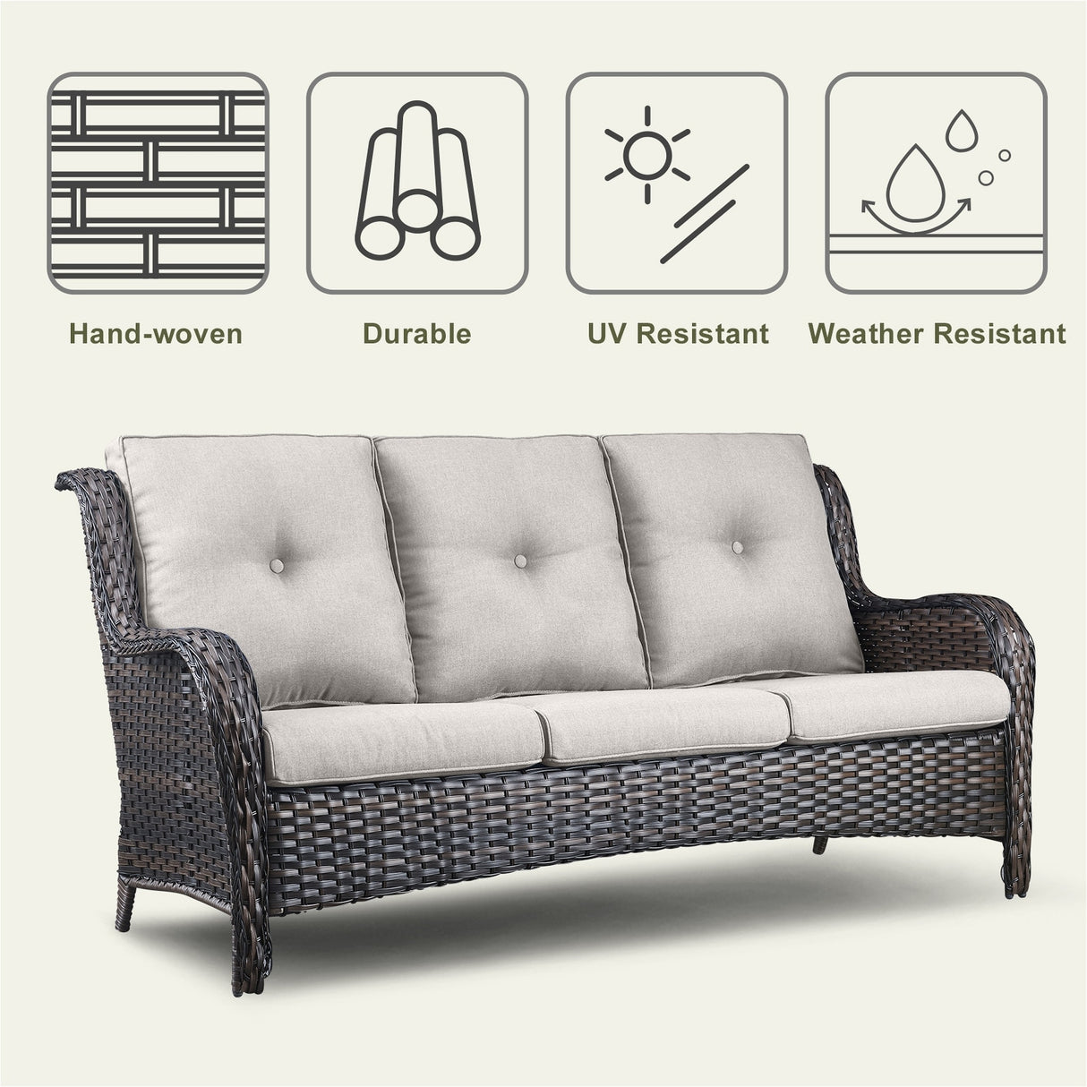 6 Pieces All Weather Wicker Sofa Patio Chair Set
