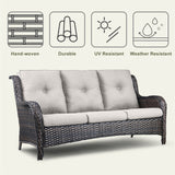 6 Pieces All Weather Wicker Sofa Patio Chair Set