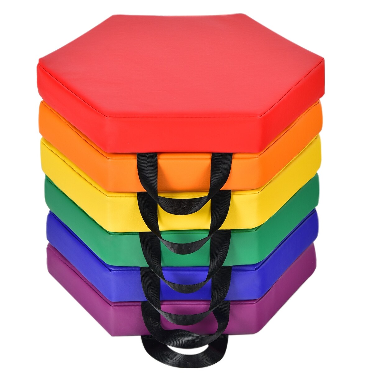 6 Pieces Multifunctional Hexagon Toddler Floor Cushions Classroom Seating with Handles