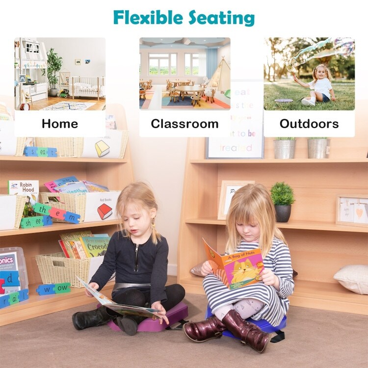 6 Pieces Multifunctional Hexagon Toddler Floor Cushions Classroom Seating with Handles