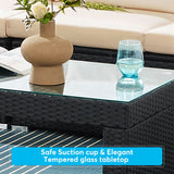6 Pieces Patio Furniture Set, Outdoor Sectional Sofa Conversation Set, All Weather Couch with Coffee Table, Chair, Ottoman