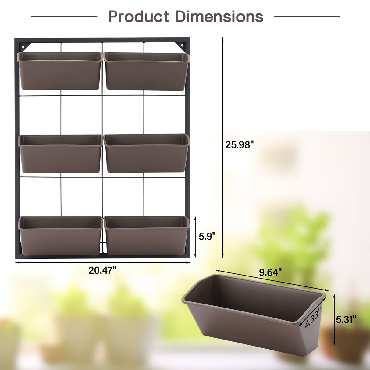 6 Pockets Vertical Garden Wall Planter Raised Beds Hanging Planter Wall Mounted Flower Beds for Flowers Vegetables Herb