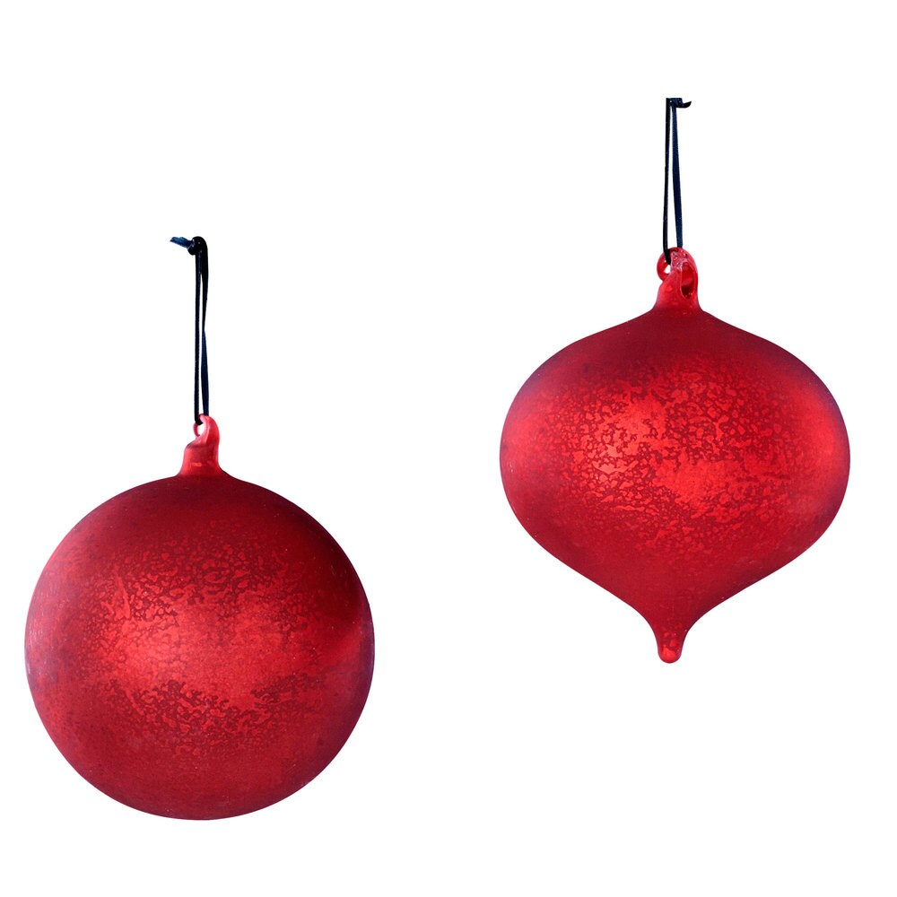 Sage & Co 6-inch Red Mercury Glass Onion Ball Christmas Ornament (Assortment of 2/ Pack of 6)