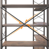 6-Shelf Corner Bookcase, Vintage Industrial Corner Shelf Stand Etagere Bookcase