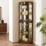 6 Shelf Corner Curio Display Cabinet with Lights, Mirrors and Adjustable Shelves