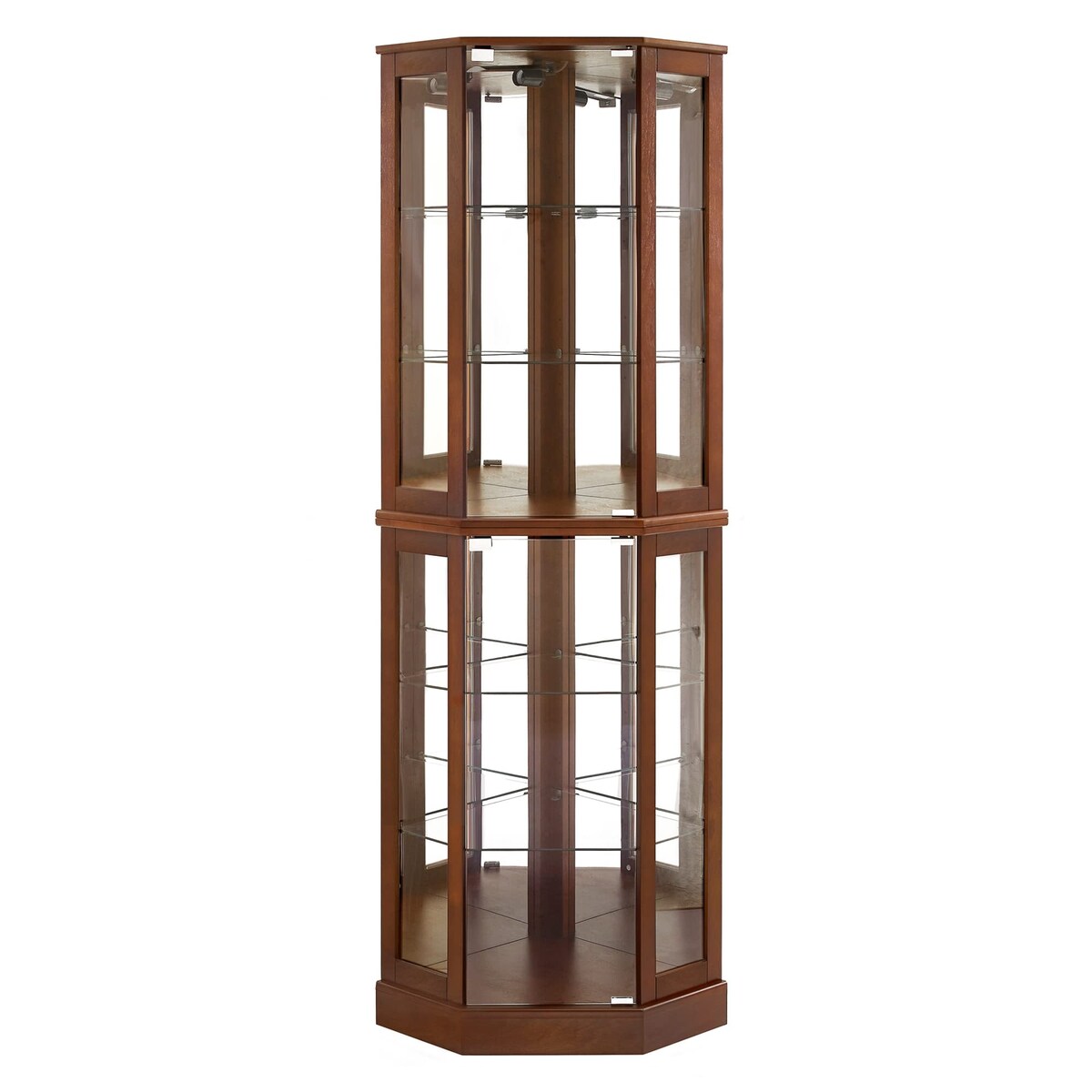 6 Shelf Corner Curio Display Cabinet with Lights, Mirrors and Adjustable Shelves