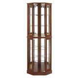 6 Shelf Corner Curio Display Cabinet with Lights, Mirrors and Adjustable Shelves