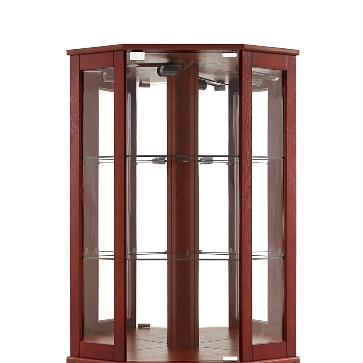 6 Shelf Corner Curio Display Cabinet with Lights, Mirrors and Adjustable Shelves