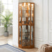 6 Shelf Corner Curio Display Cabinet with Lights, Mirrors and Adjustable Shelves