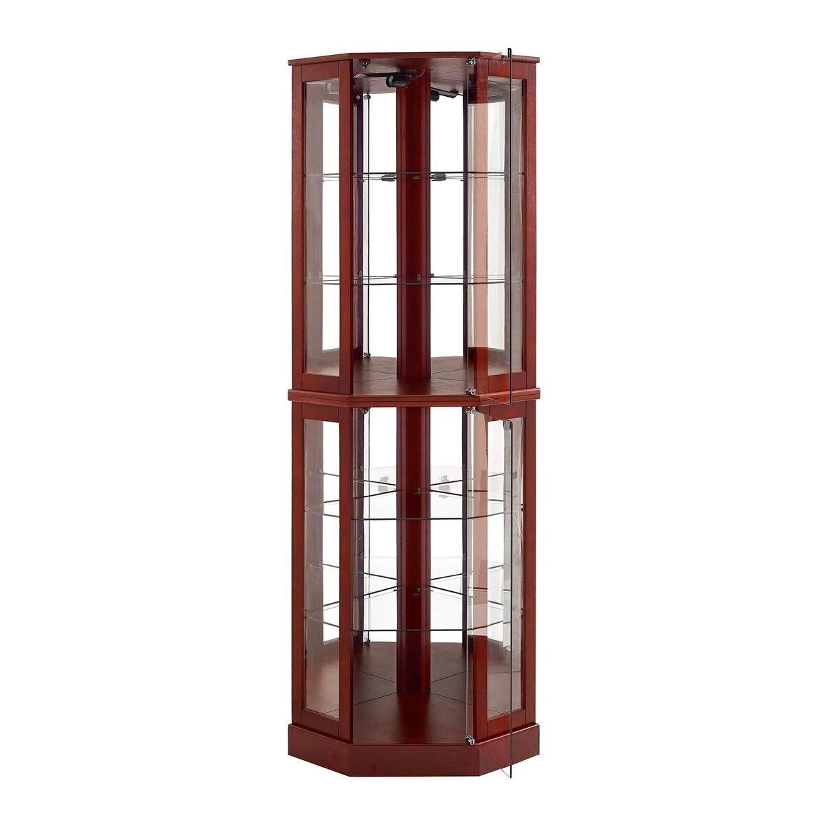 6 Shelf Corner Curio Display Cabinet with Lights, Mirrors and Adjustable Shelves