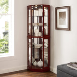 6 Shelf Corner Curio Display Cabinet with Lights, Mirrors and Adjustable Shelves