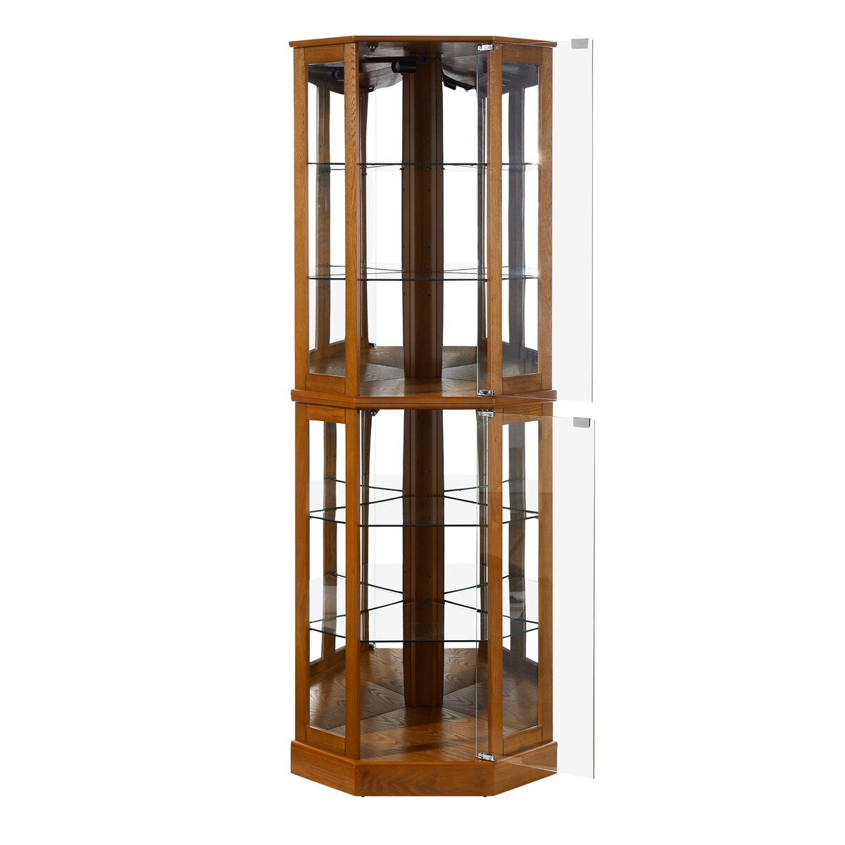 6 Shelf Corner Curio Display Cabinet with Lights, Mirrors and Adjustable Shelves