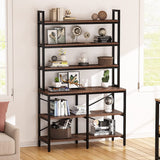 70.8 Inch 6-Tier Bookshelf, Open Storage Shelves, 6 Shelf Storage Rack with X-Shaped Frame