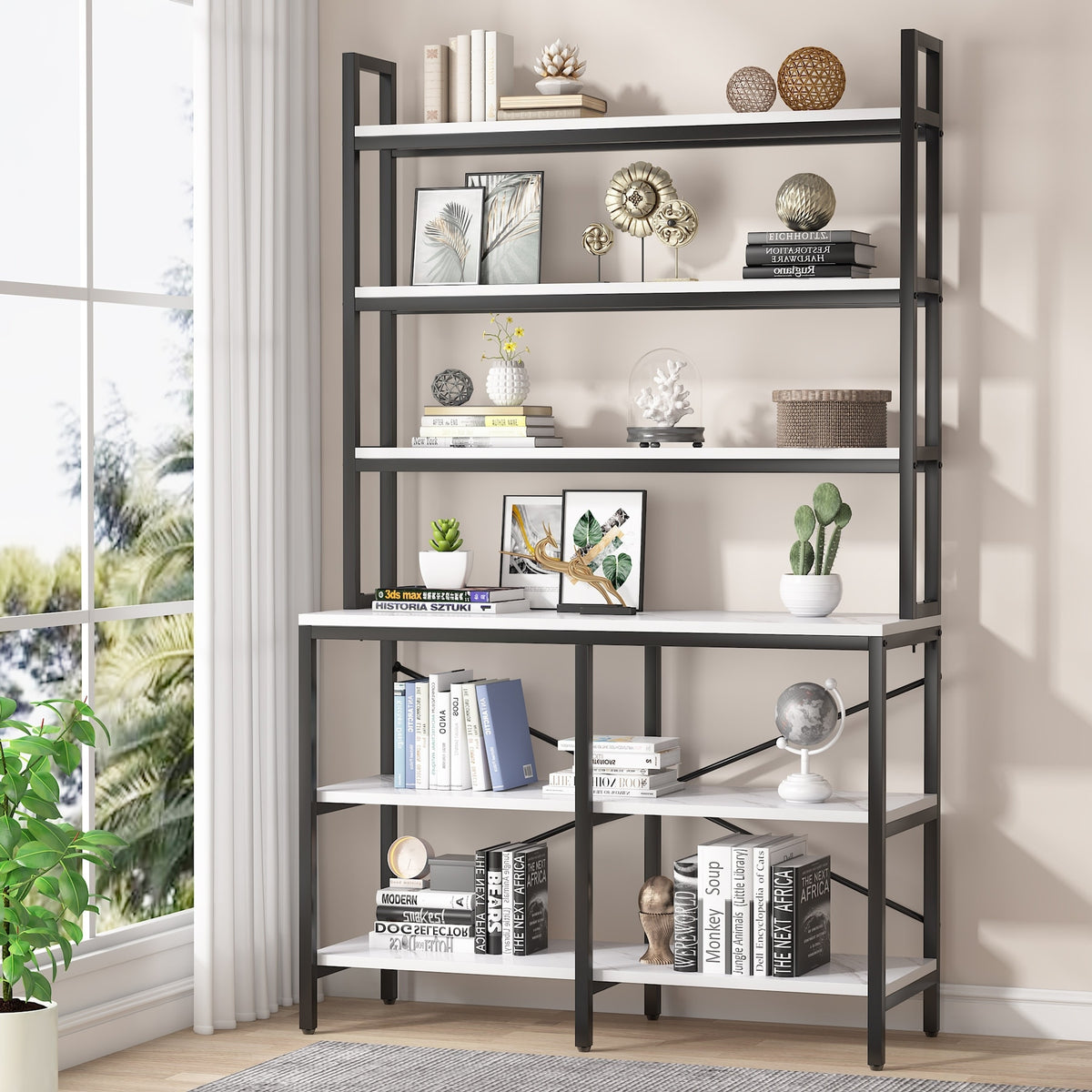 70.8 Inch 6-Tier Bookshelf, Open Storage Shelves, 6 Shelf Storage Rack