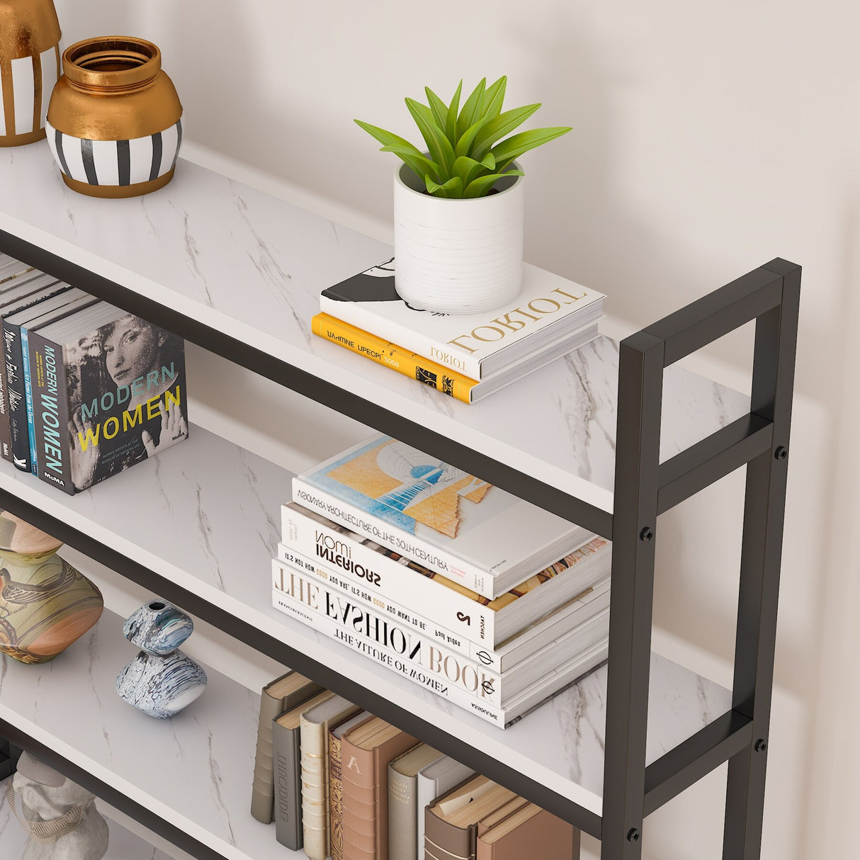 70.8 Inch 6-Tier Bookshelf, Open Storage Shelves, 6 Shelf Storage Rack with X-Shaped Frame
