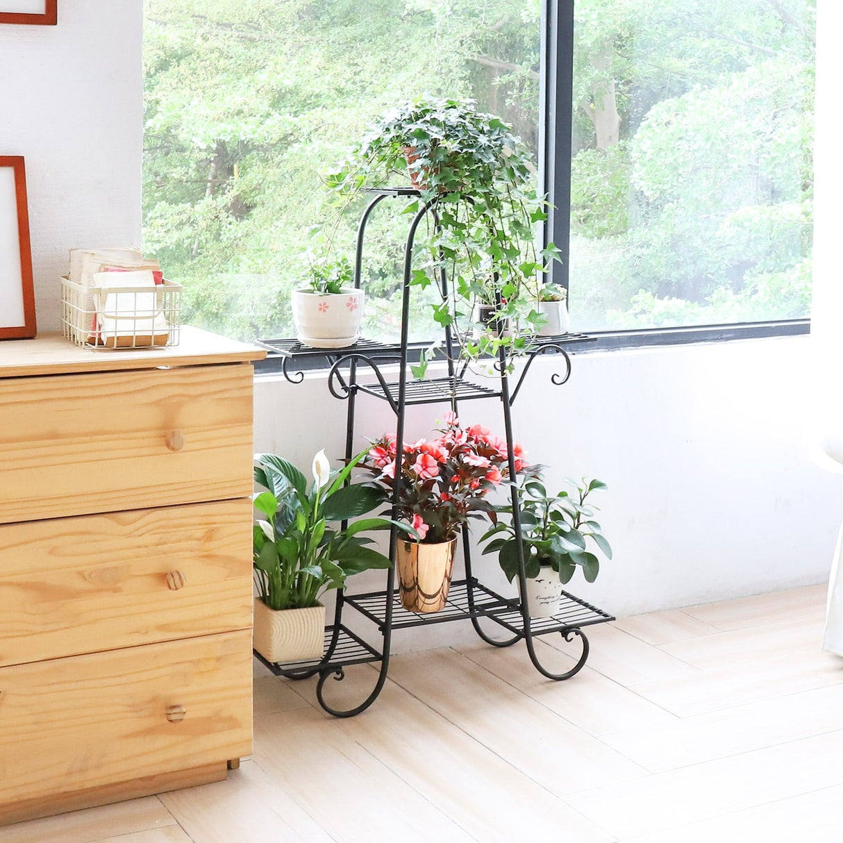 6 Tier Metal Shelves Flower Pot Plant Stand Display Indoor Outdoor - L