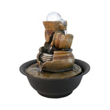6-Tier Rock Water Fountain w/LED Lights - Outdoor Waterfall for Garden