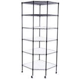 6-Tier Wire Shelving Rack Corner Unit Storage Adjustable Shelf Black