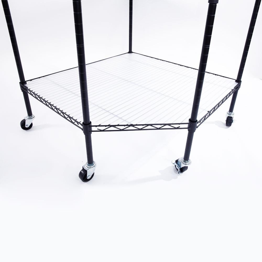 6-Tier Wire Shelving Rack Corner Unit Storage Adjustable Shelf Black
