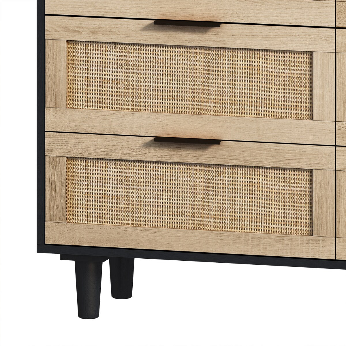 6-drawers Rattan Storage Cabinet - 43.31"L x 15.75"W x 29.53"H