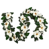 National Tree Company 6 ft. North Valley Spruce Magnolia Flower Garland - 6 ft