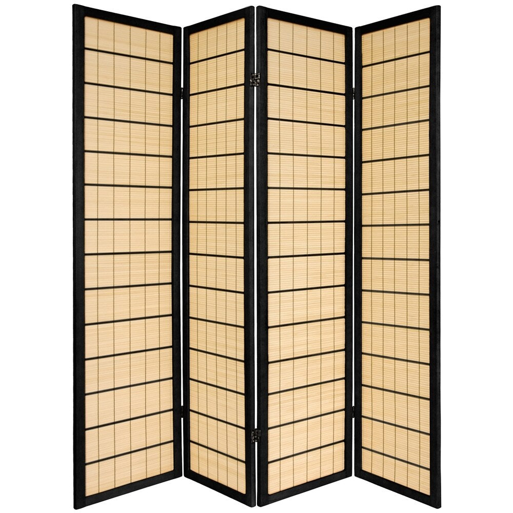 Handmade 6' 4-Panel Black Kimura Shoji Screen