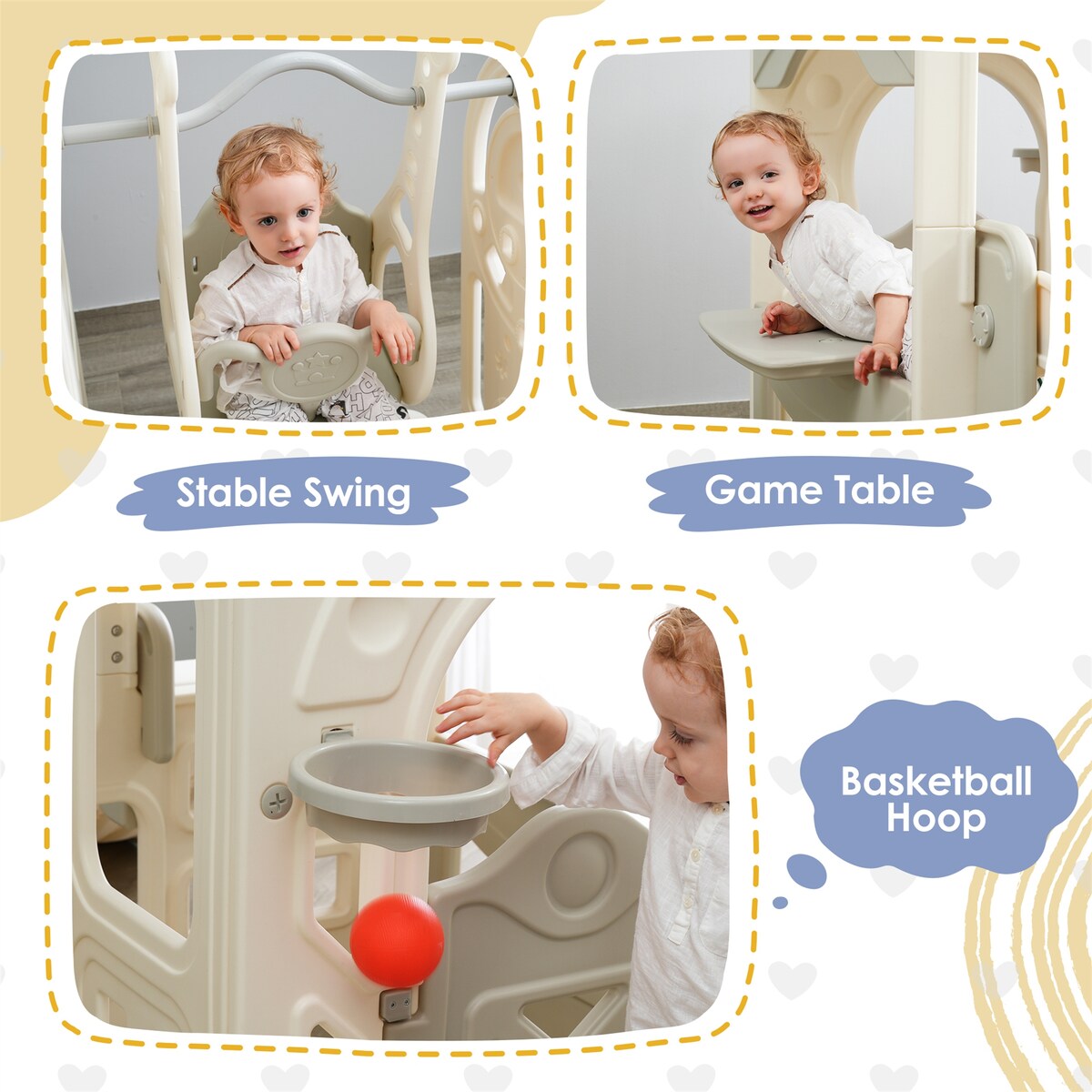 6 in 1 Toddler Slide and Swing Set