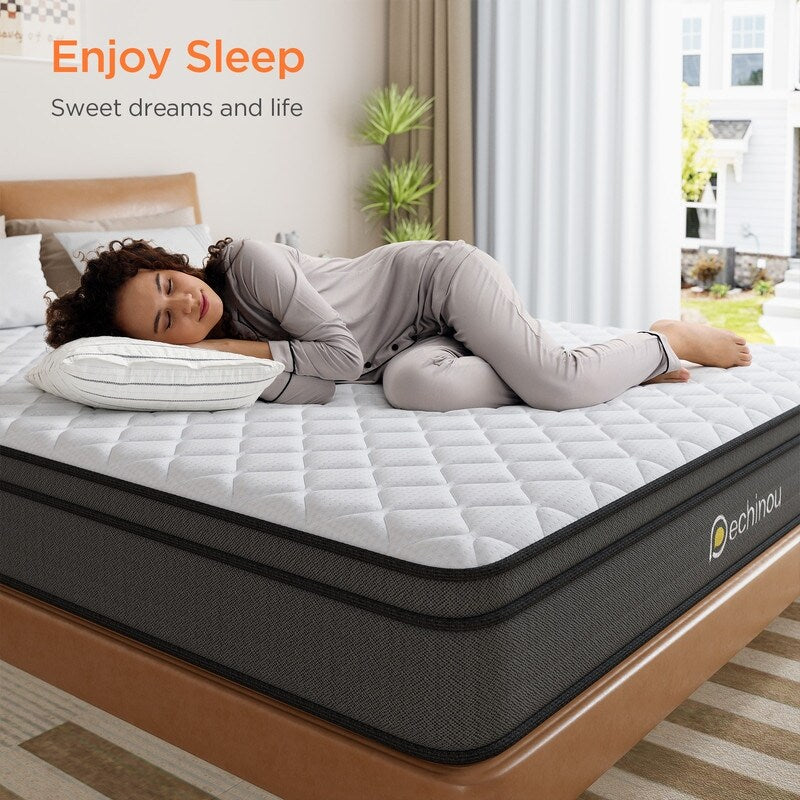 6 in Queen Size Hybrid Mattress in a Box with Gel Memory Foam, Medium Firm Support, Pressure Relief, Motion Isolation